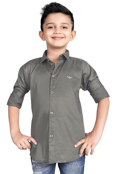 Boy's Kids Cotton Dark Grey Shirt