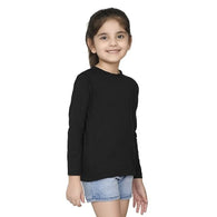 Girls Black Solid Color Tshirt