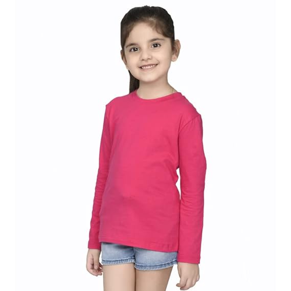 Girls Pink Solid Color Tshirt