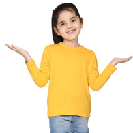 Girls Yellow Solid Color Tshirt