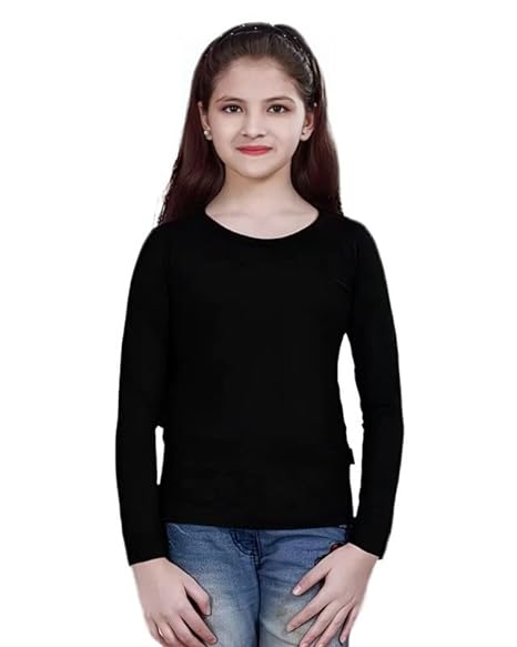 Black Casual Cotton Round Neck Full Sleeve T-Shirt