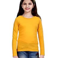 Yellow Casual Cotton Round Neck Full Sleeve T-Shirt