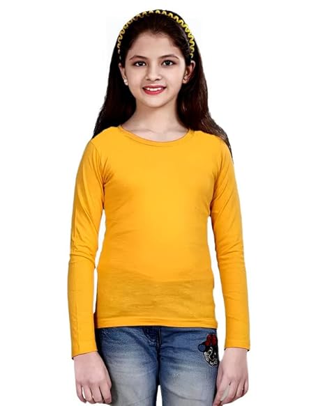 Yellow Casual Cotton Round Neck Full Sleeve T-Shirt