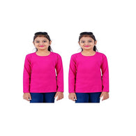 Pack of 2 Pink Cotton Girls Full Sleeve Cotton T Shirt