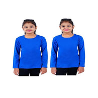 Pack of 2 Blue Cotton Girls Full Sleeve Cotton T Shirt