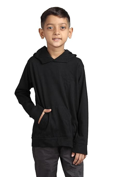 Boys Plain Black Sweatshirts & Hoodies