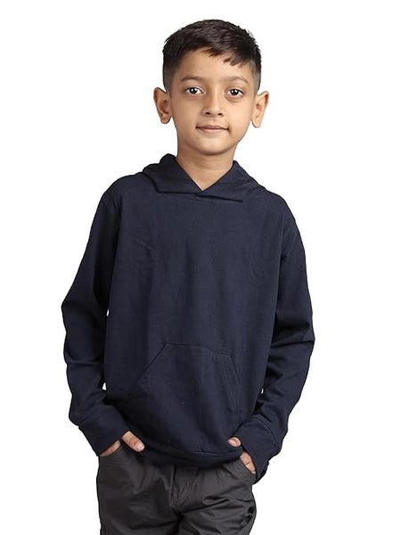 Boys Plain Navy Blue Sweatshirts & Hoodies