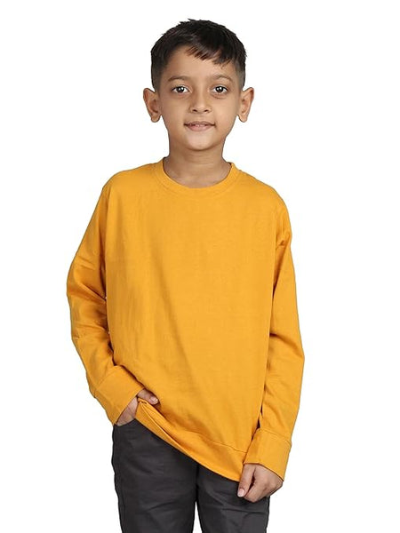 Boys Full Sleeve Unisex Mustard Sweatshirt