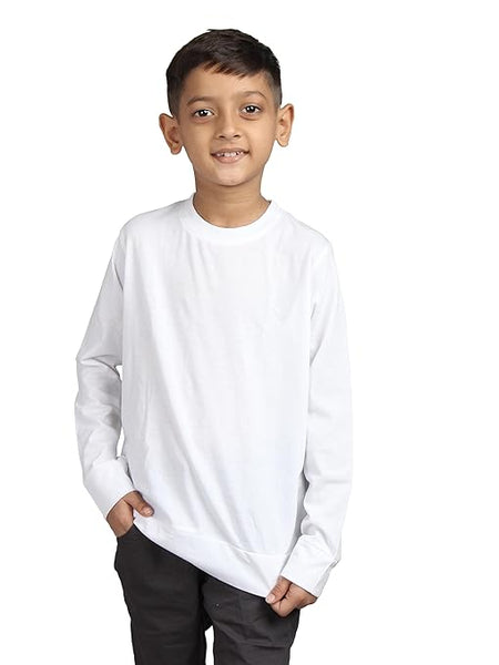 Boys Full Sleeve Unisex White Sweatshirt