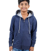 Blue Melange Hooded Solid Boys Sweatshirt