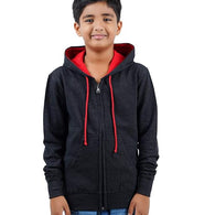 Charcoal Melange Hooded Solid Boys Sweatshirt