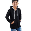 Black Melange Hooded Solid Boys Sweatshirt