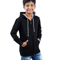 Black Melange Hooded Solid Boys Sweatshirt