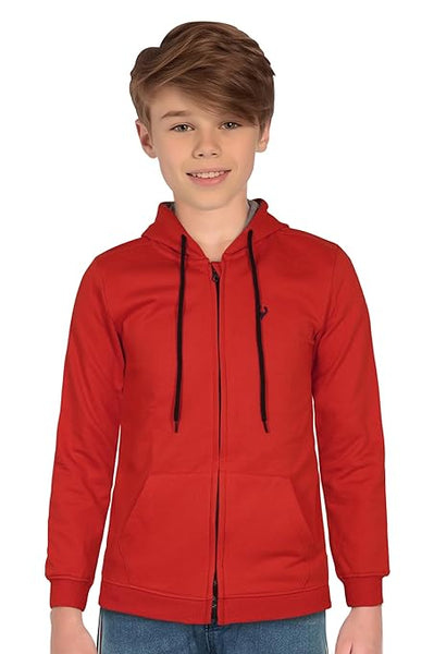 Boys Collared Neck Red Sweatshirt