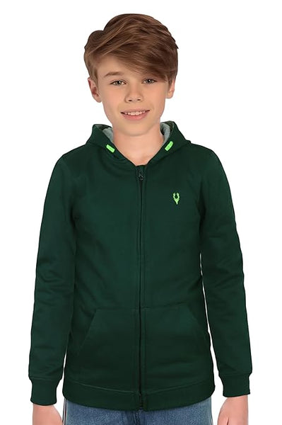 Boys Collared Neck Green Sweatshirt