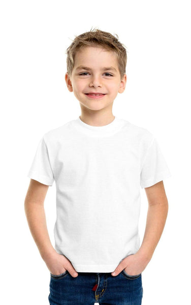 White Round Neck Half Sleeve Kids Boys T-Shirt