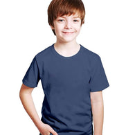 Kids Unisex Round Neck Cotton Navy BlueT-Shirt