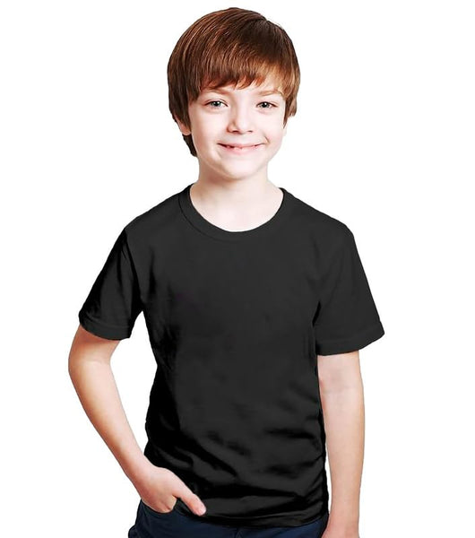 Kids Unisex Round Neck Cotton Black T-Shirt