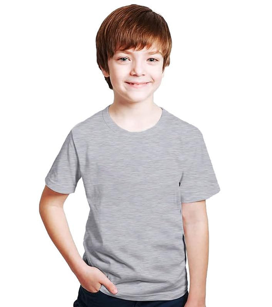 Kids Unisex Round Neck Cotton Grey T-Shirt