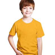 Kids Unisex Round Neck Cotton Mustard Yellow T-Shirt