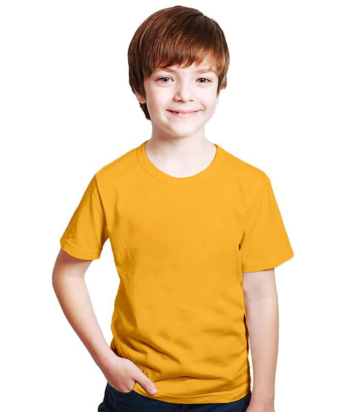 Kids Unisex Round Neck Cotton Mustard Yellow T-Shirt