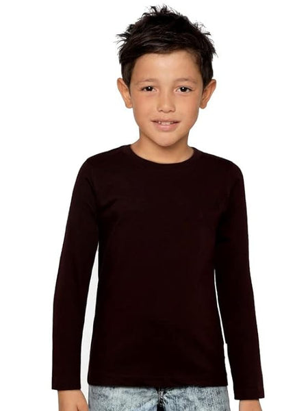 Plain Black Cotton Full Sleeve Unisex Kids T-Shirt