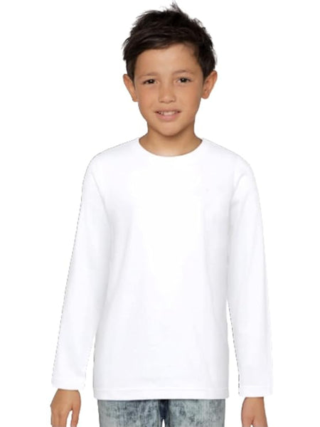 Plain White Cotton Full Sleeve Unisex Kids T-Shirt