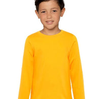 Plain Yellow Cotton Full Sleeve Unisex Kids T-Shirt