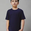 Unisex Boys & Girls Plain Navy Blue T-Shirt