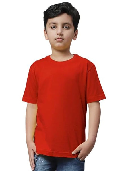 Unisex Boys & Girls Plain Red T-Shirt