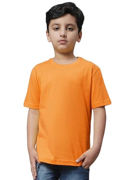 Unisex Boys & Girls Plain Orange T-Shirt