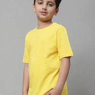 Unisex Boys & Girls Plain Yellow T-Shirt