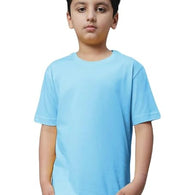 Unisex Boys & Girls Plain Sky Blue T-Shirt