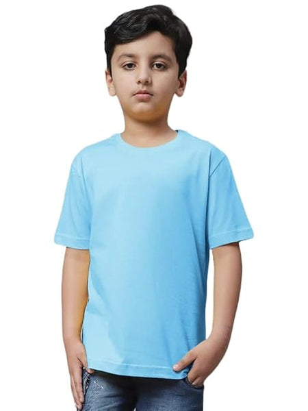 Unisex Boys & Girls Plain Sky Blue T-Shirt