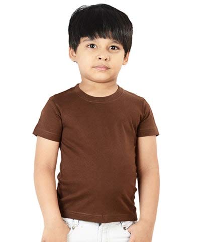 Unisex Boys & Girls Plain Brown T-Shirt