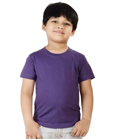 Unisex Boys & Girls Plain Purple T-Shirt