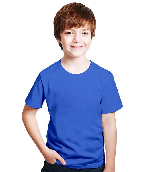 Kids Unisex Round Neck Cotton Royal Blue T-Shirt