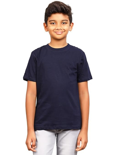 Round Neck Plain Navy Blue Tshirt for Boys