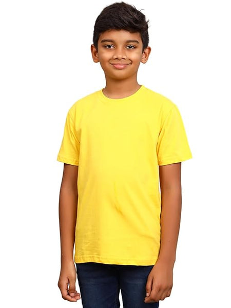 Round Neck Plain Yellow Tshirt for Boys