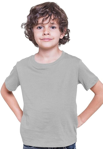 100% Cotton Plain Light Grey Tshirt for Kids