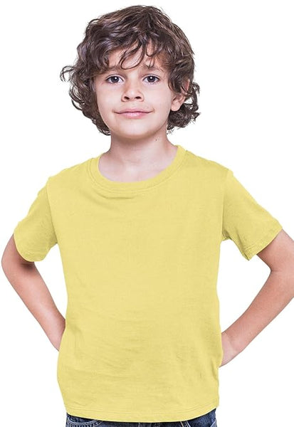 100% Cotton Plain Light Yellow Tshirt for Kids