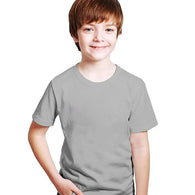 Kids Unisex Round Neck Cotton Light Grey T-Shirt