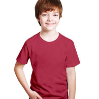 Kids Unisex Round Neck Cotton Maroon T-Shirt