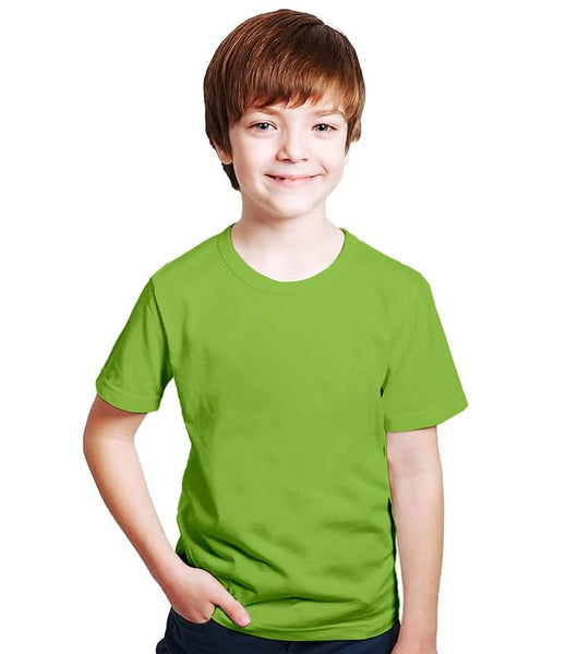 Kids Unisex Round Neck Cotton Green T-Shirt