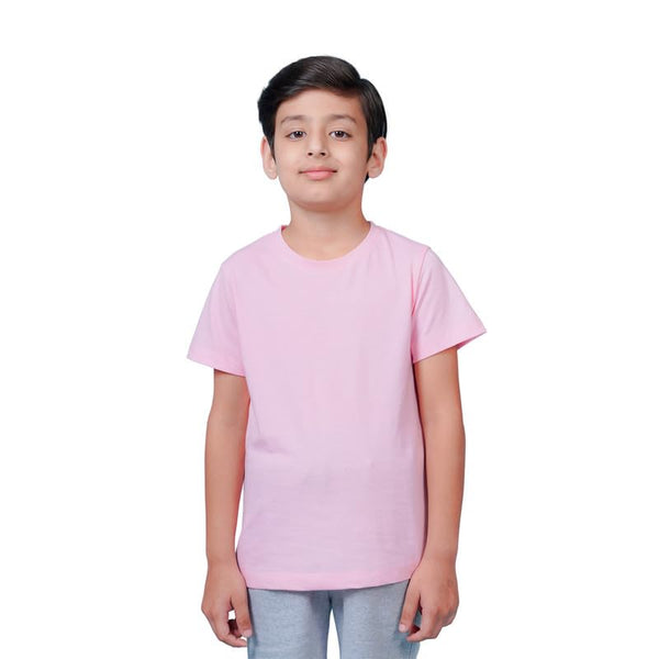 Boys Solid Half Sleeves Pink T-Shirt