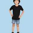 Boys Solid Half Sleeves Black T-Shirt