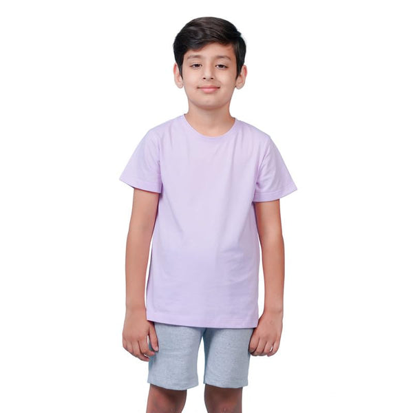 Boys Solid Half Sleeves Purple T-Shirt