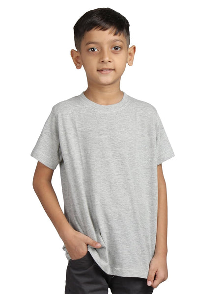 Plain Grey Hip-Hop Half Sleeve Cotton Boy's T-Shirt