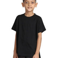 Plain Black Hip-Hop Half Sleeve Cotton Boy's T-Shirt