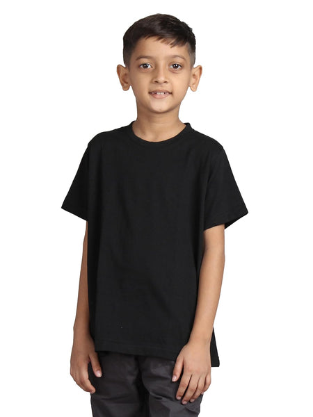 Plain Black Hip-Hop Half Sleeve Cotton Boy's T-Shirt